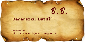 Baranszky Bató névjegykártya